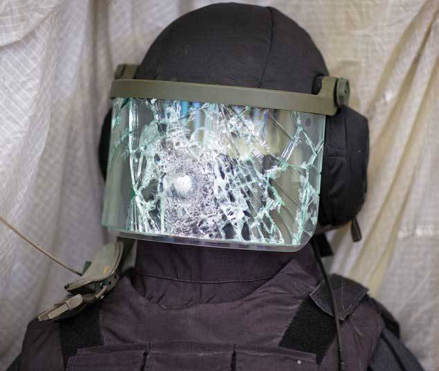 Broken tactical riot visor