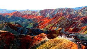 Rainbow mountains at Zhangye Danxia national geopark Gansu China